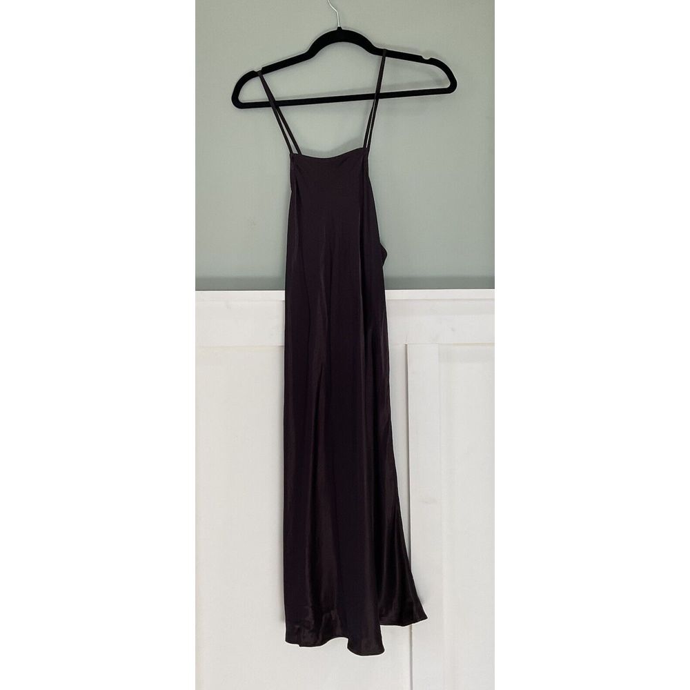 Lanston Womens Sleeveless Slip On Midi Satin‎ Maxi Tank Dress Purple Sample Size